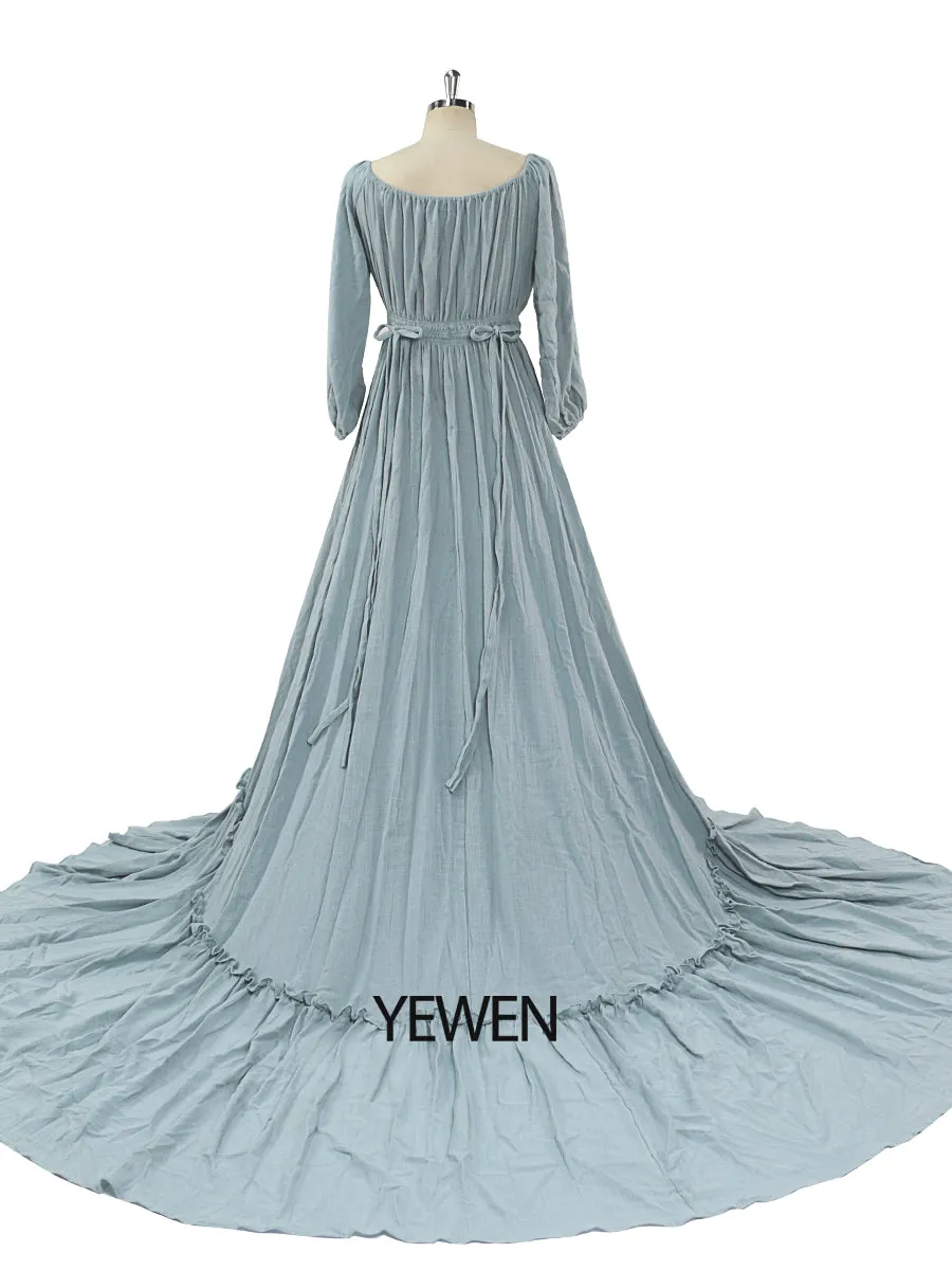 Boho Off Shoulder Full Sleeves Round Neck Photography Dresses Baby Shower Pregnant Woman YD21812