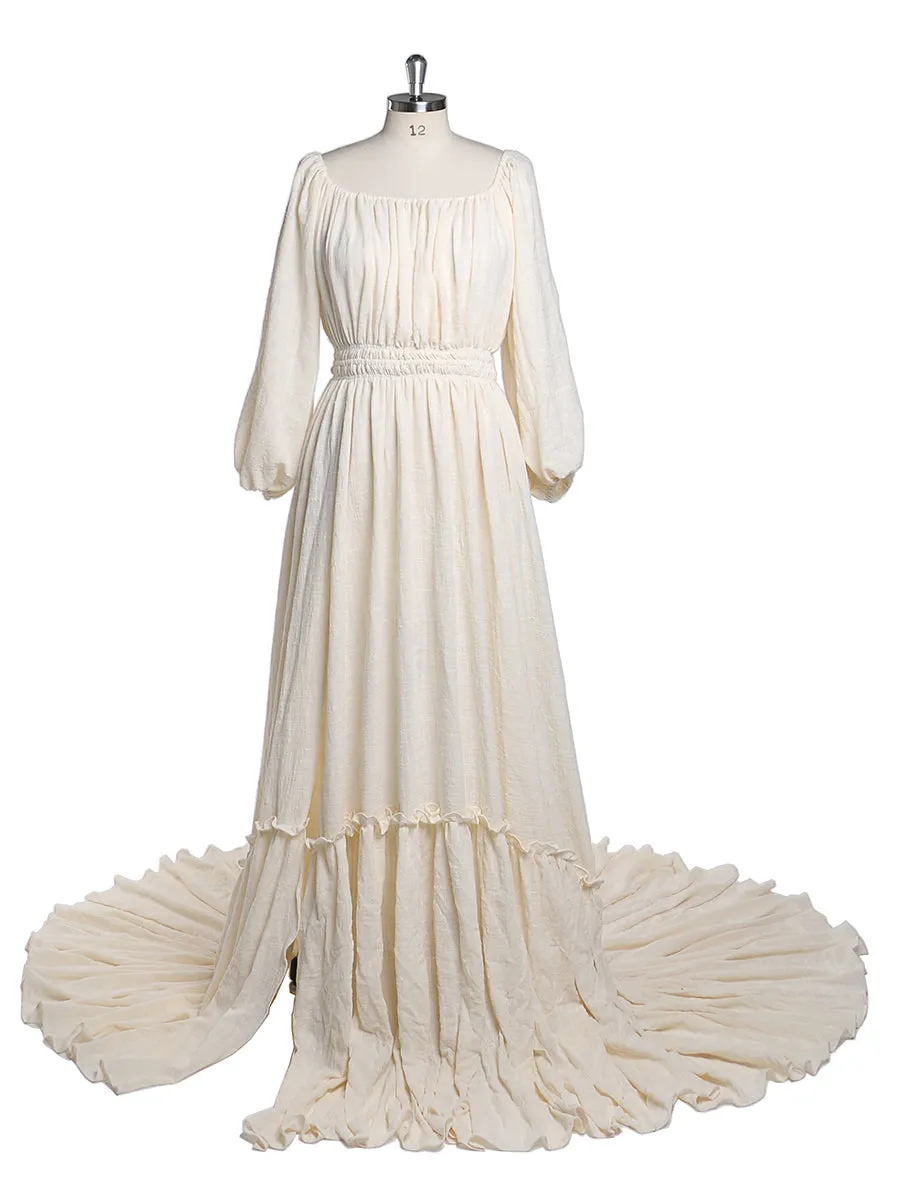 Boho Off Shoulder Full Sleeves Round Neck Photography Dresses Baby Shower Pregnant Woman YD21812
