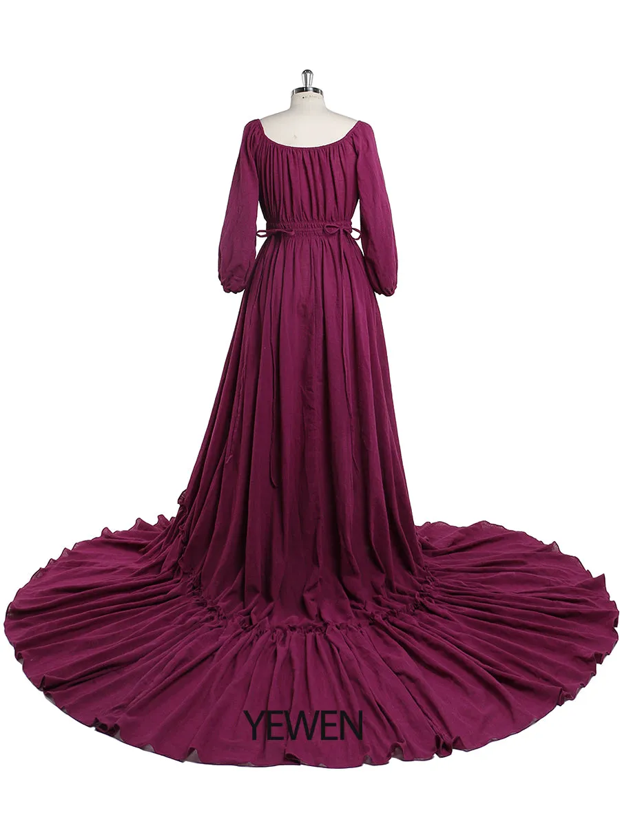 Boho Off Shoulder Full Sleeves Round Neck Photography Dresses Baby Shower Pregnant Woman YD21812