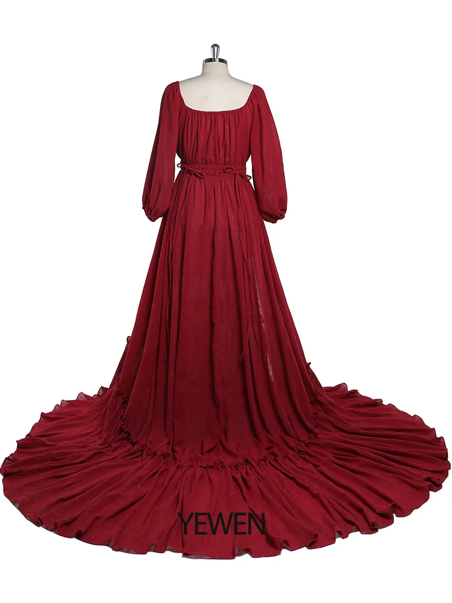 Boho Off Shoulder Full Sleeves Round Neck Photography Dresses Baby Shower Pregnant Woman YD21812