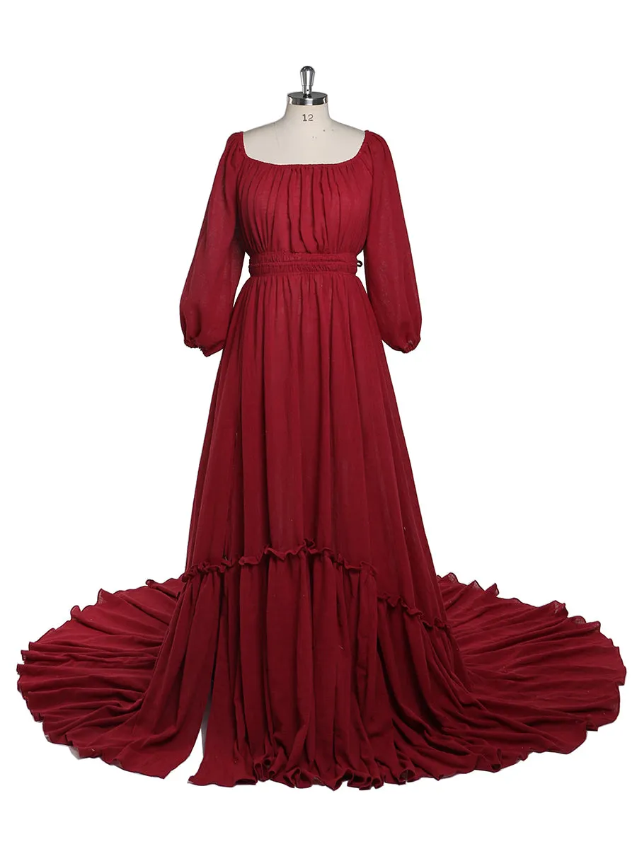 Boho Off Shoulder Full Sleeves Round Neck Photography Dresses Baby Shower Pregnant Woman YD21812