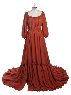 Boho Off Shoulder Full Sleeves Round Neck Photography Dresses Baby Shower Pregnant Woman YD21812
