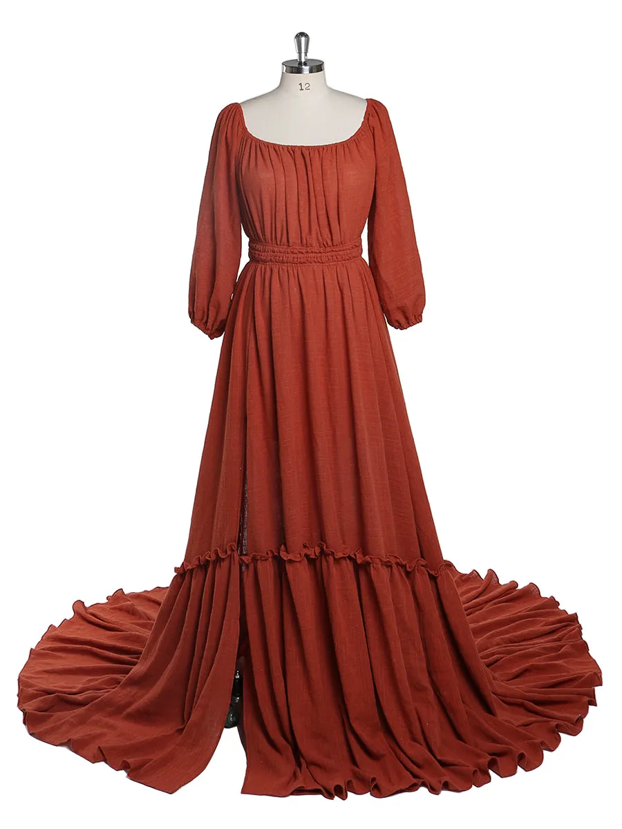 Boho Off Shoulder Full Sleeves Round Neck Photography Dresses Baby Shower Pregnant Woman YD21812