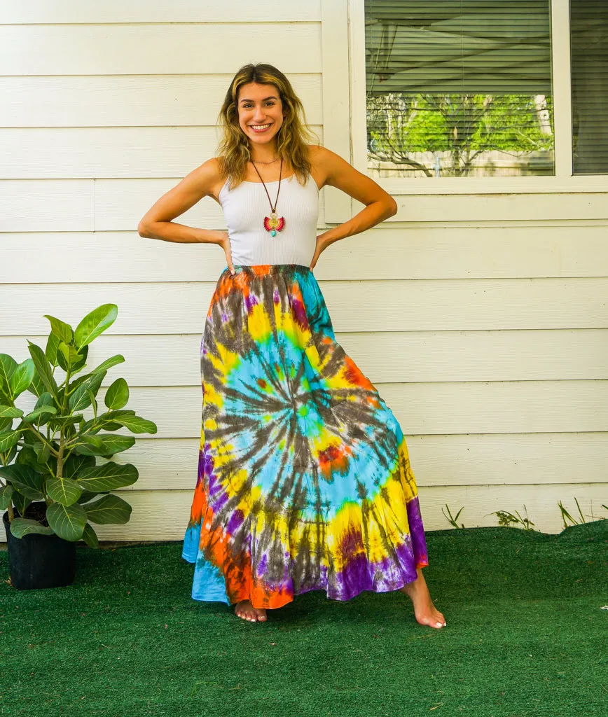 Boho Summer Hand Dyed Tiered Maxi Skirt