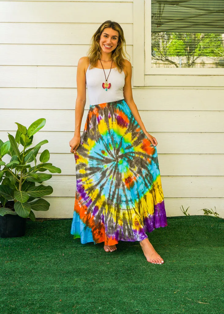 Boho Summer Hand Dyed Tiered Maxi Skirt