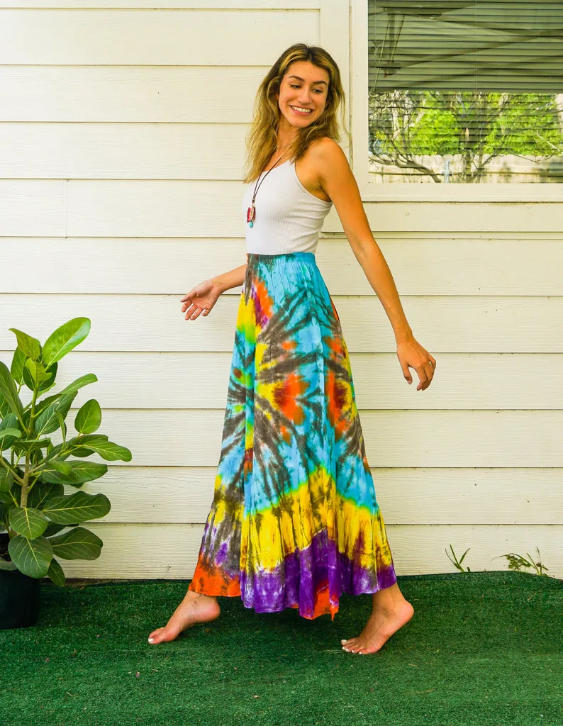 Boho Summer Hand Dyed Tiered Maxi Skirt