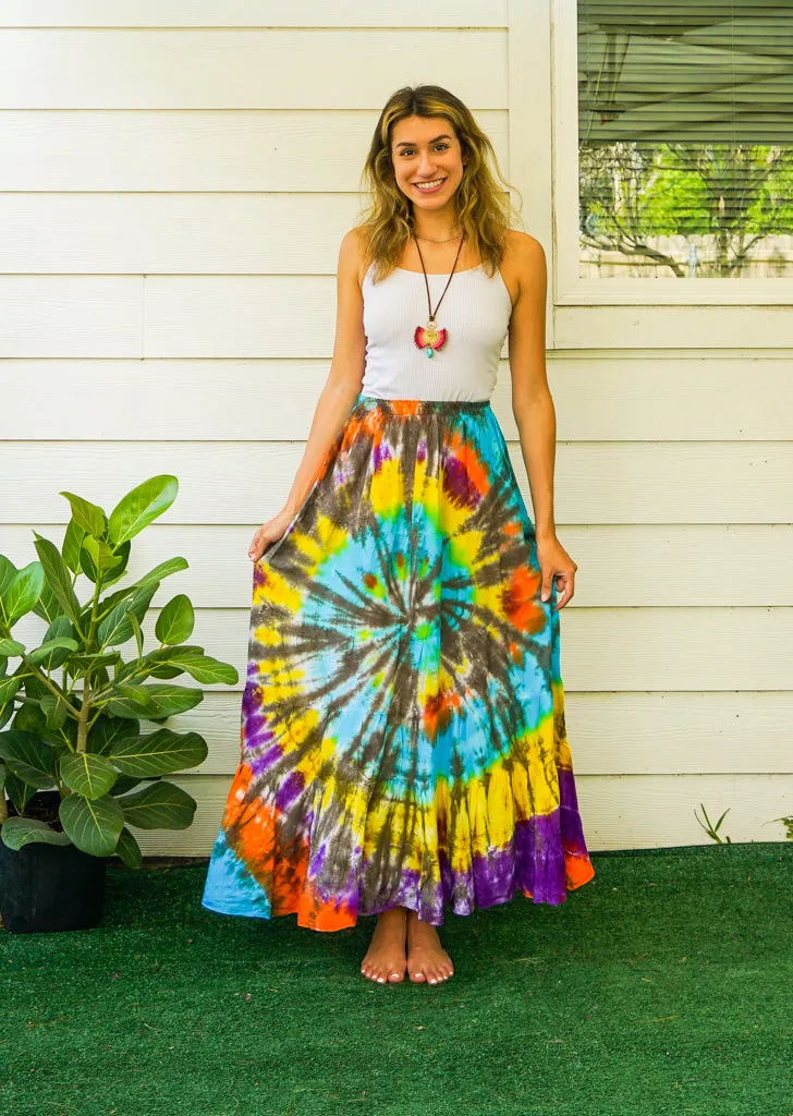 Boho Summer Hand Dyed Tiered Maxi Skirt