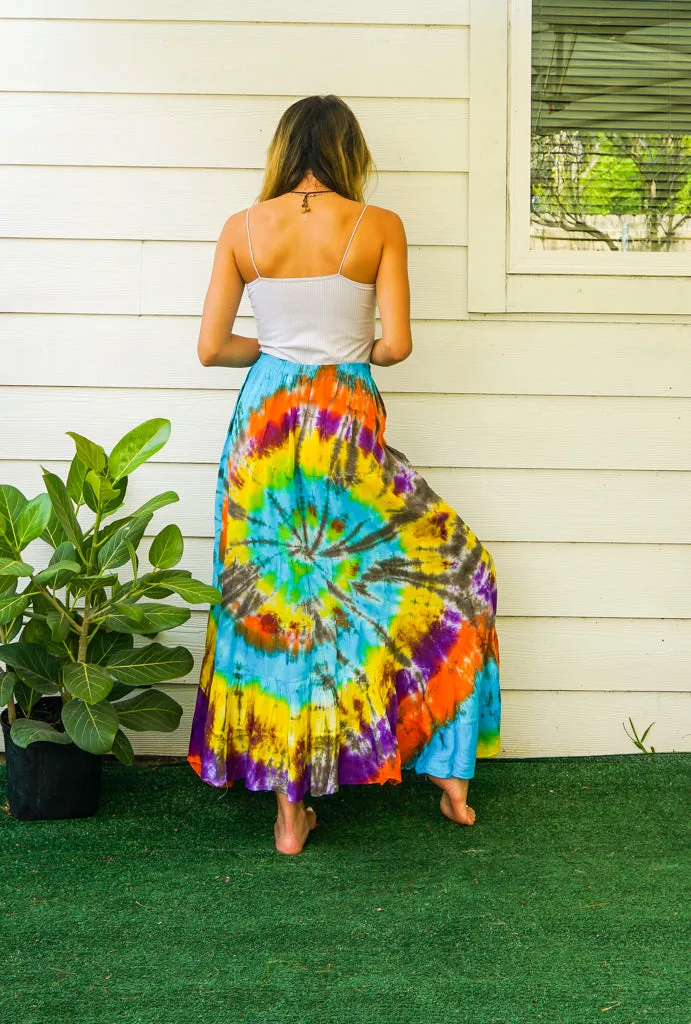 Boho Summer Hand Dyed Tiered Maxi Skirt