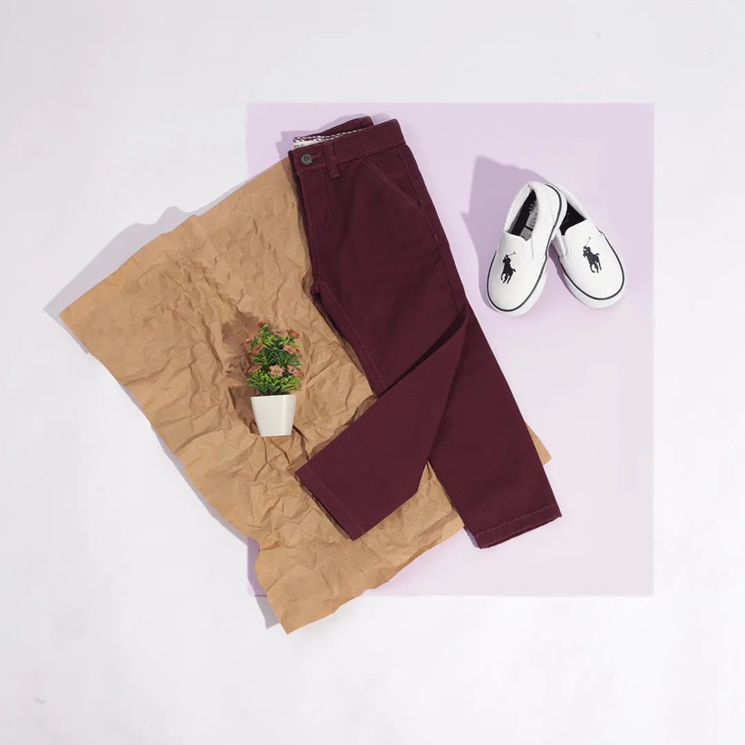 Boys Mahroon Chinos Pant