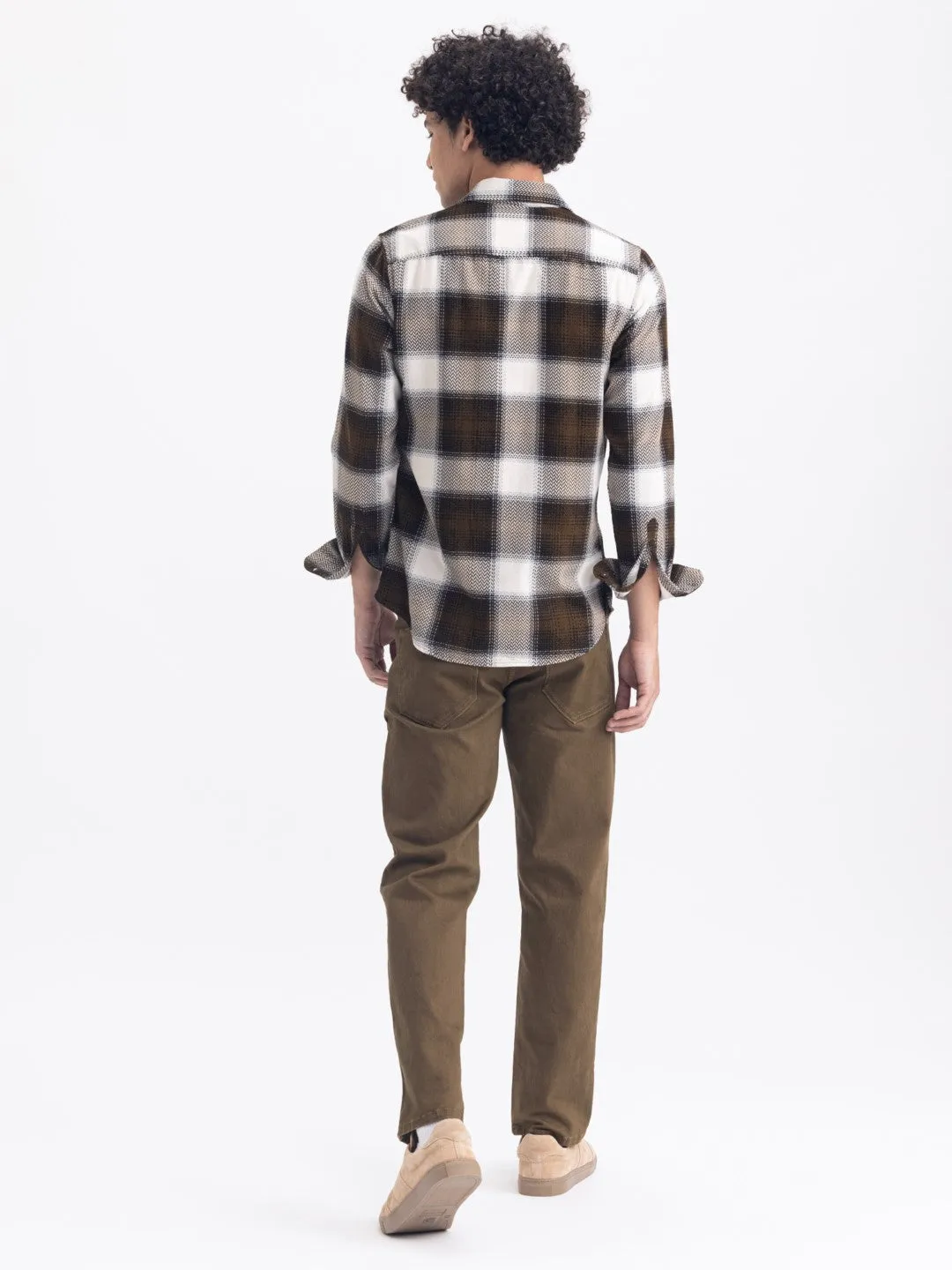 Brown Corduroy Flannel Checks Shirt