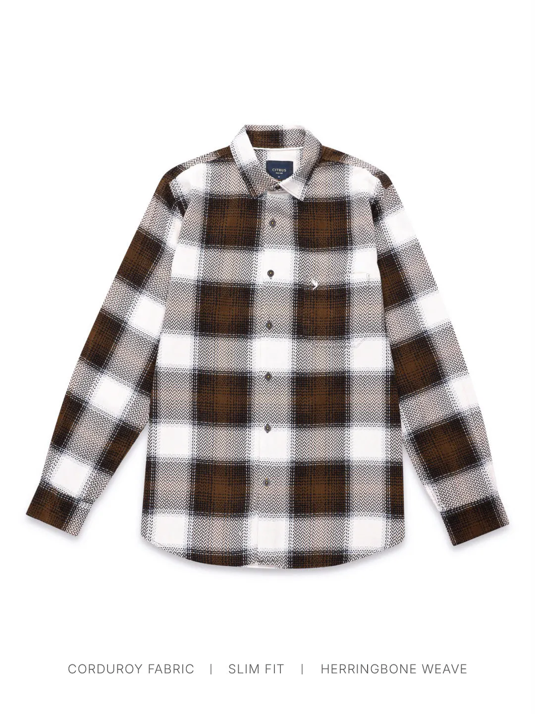 Brown Corduroy Flannel Checks Shirt