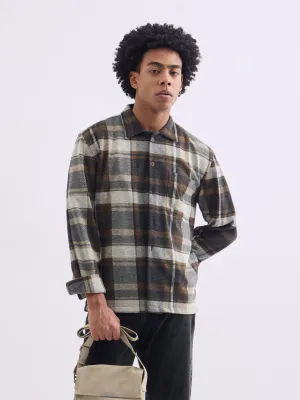 Brown Flannel Jacker Collar Overshirt