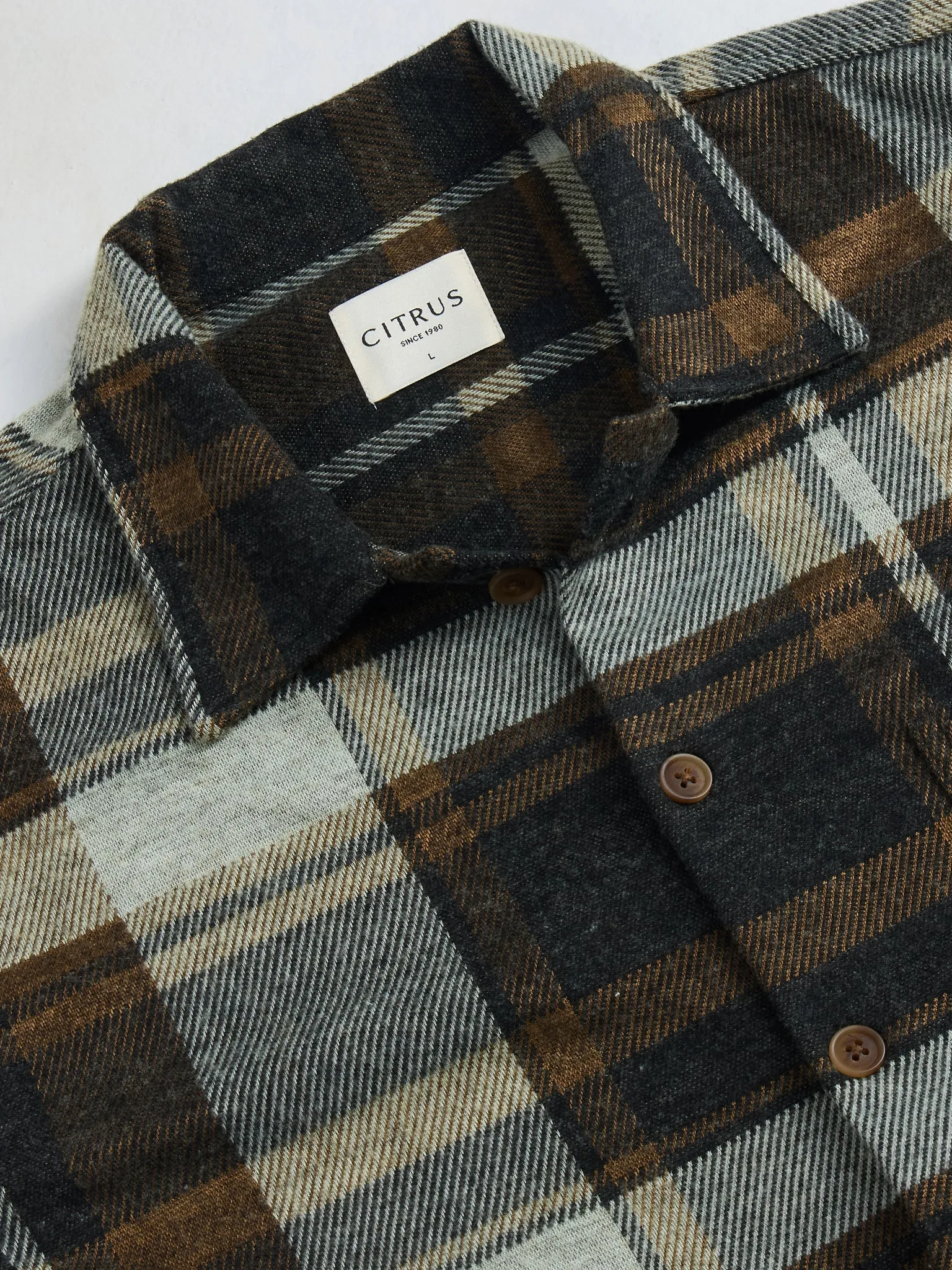 Brown Flannel Jacker Collar Overshirt