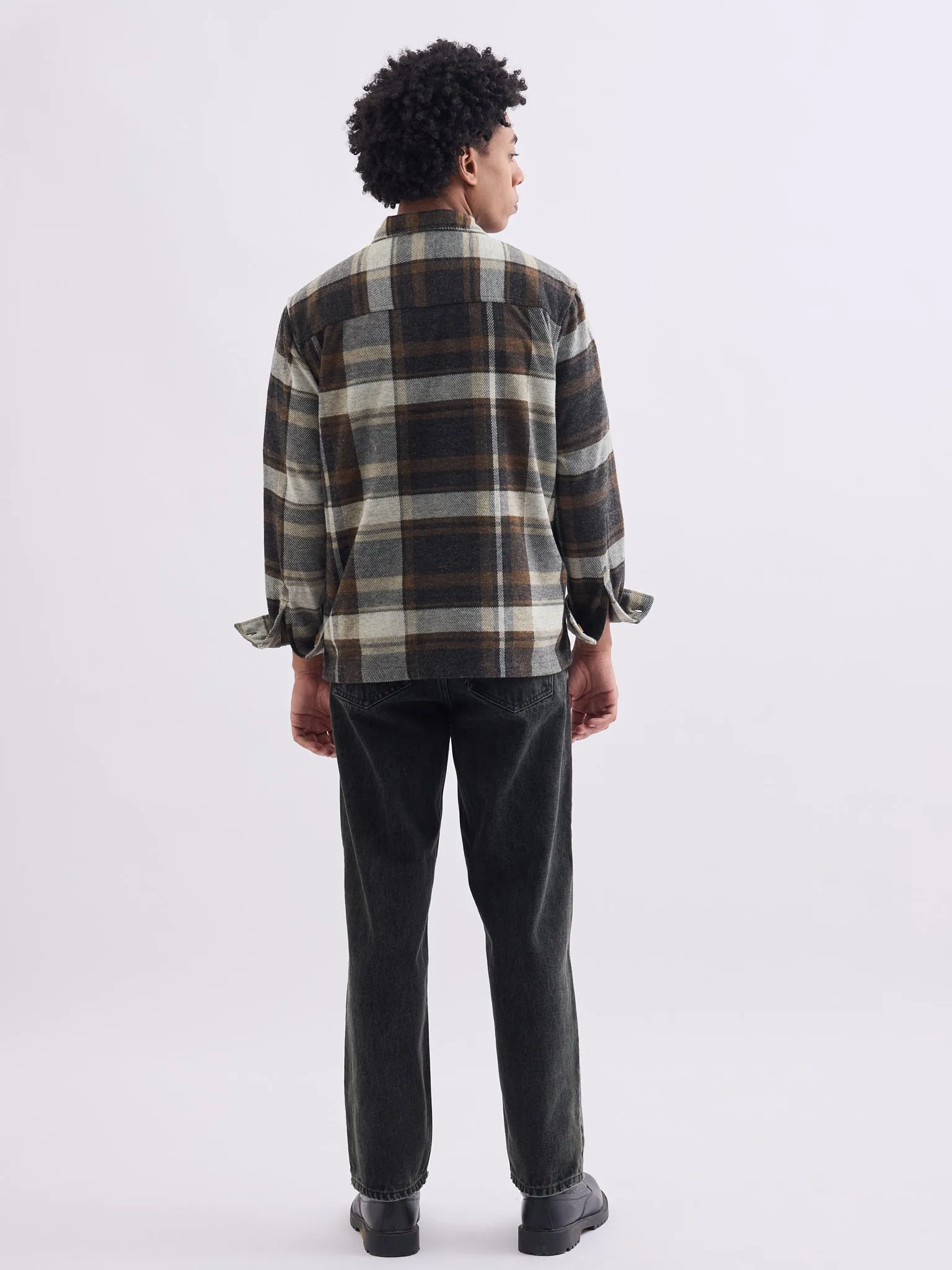 Brown Flannel Jacker Collar Overshirt
