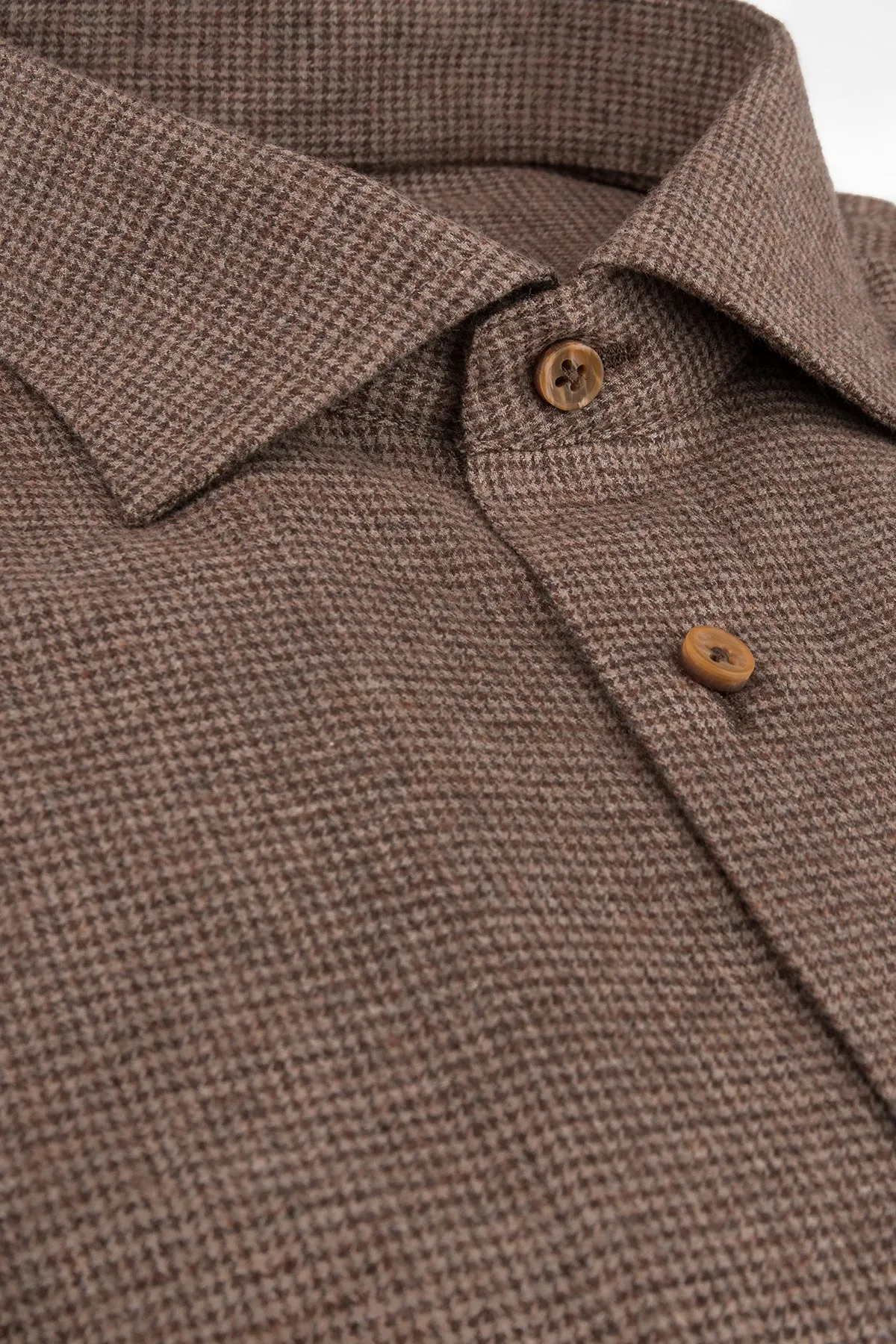 Brown houndstooth flannel regular fit shirt