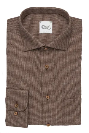 Brown houndstooth flannel regular fit shirt