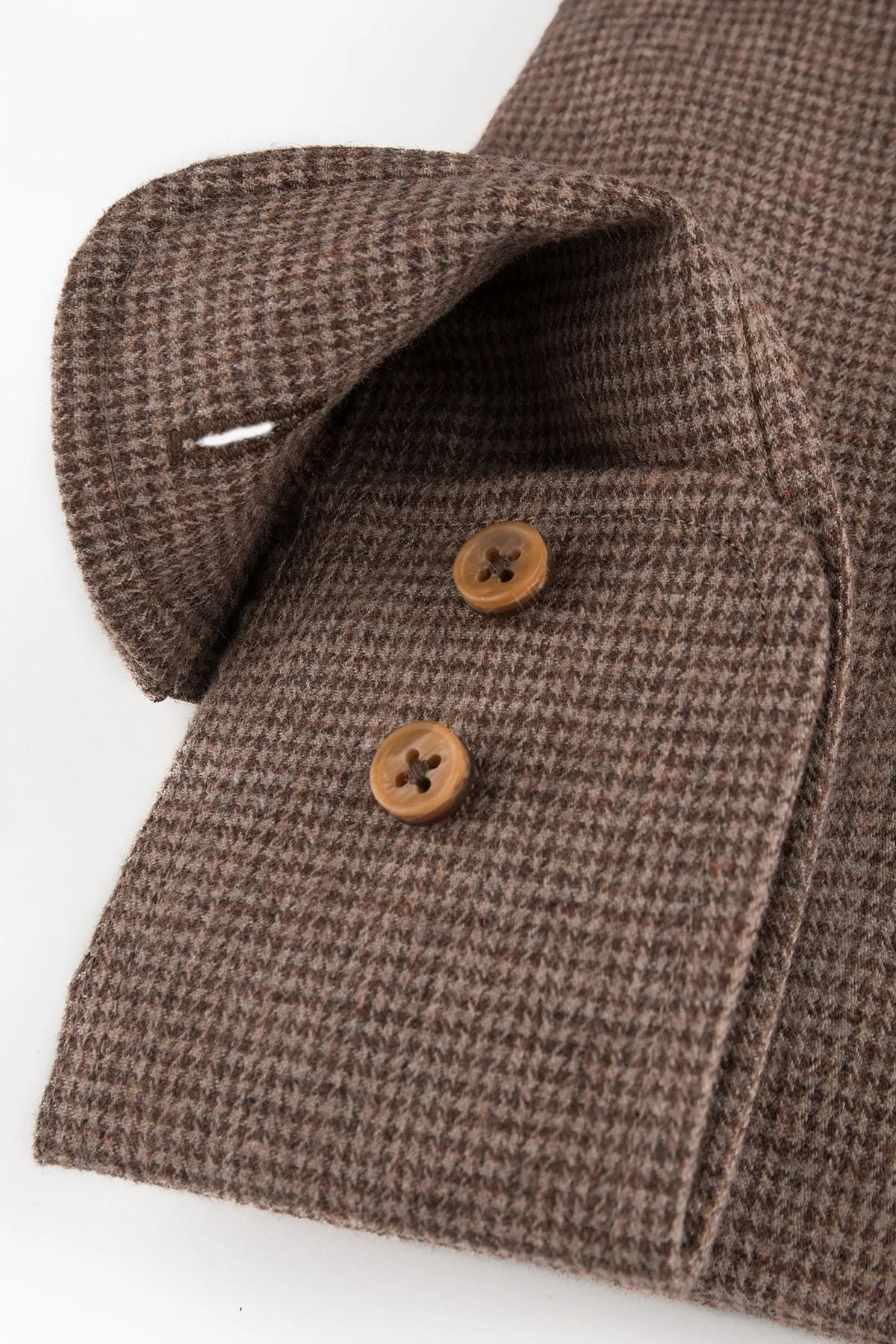 Brown houndstooth flannel regular fit shirt