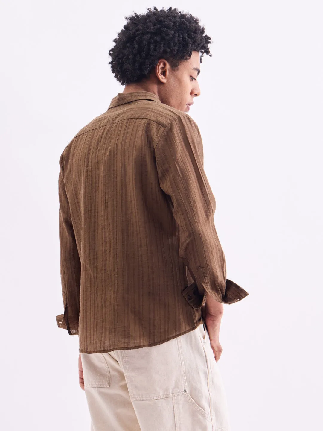 Brown Striped Slim Fit Shirt