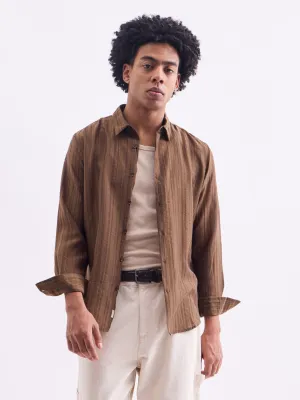 Brown Striped Slim Fit Shirt