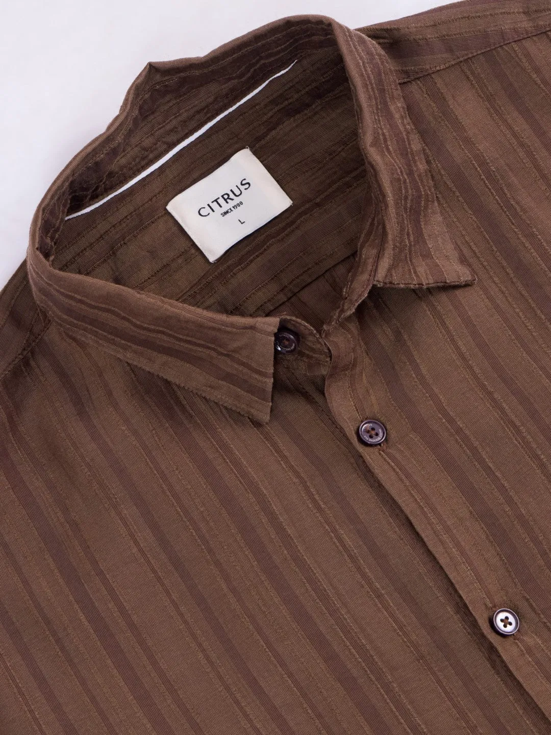 Brown Striped Slim Fit Shirt