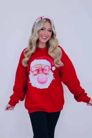 Bubble Gum Santa Graphic Sweatshirt