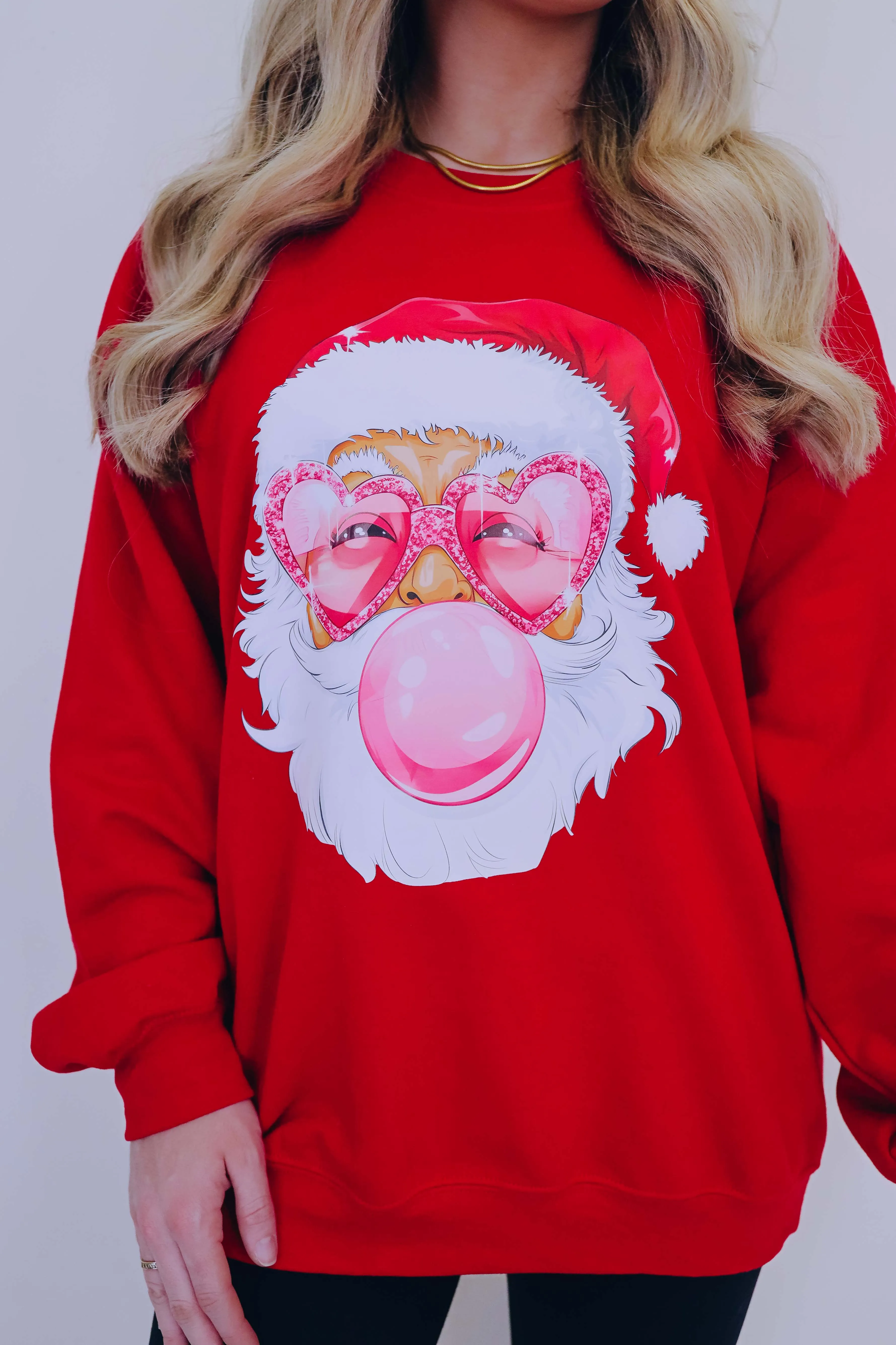 Bubble Gum Santa Graphic Sweatshirt