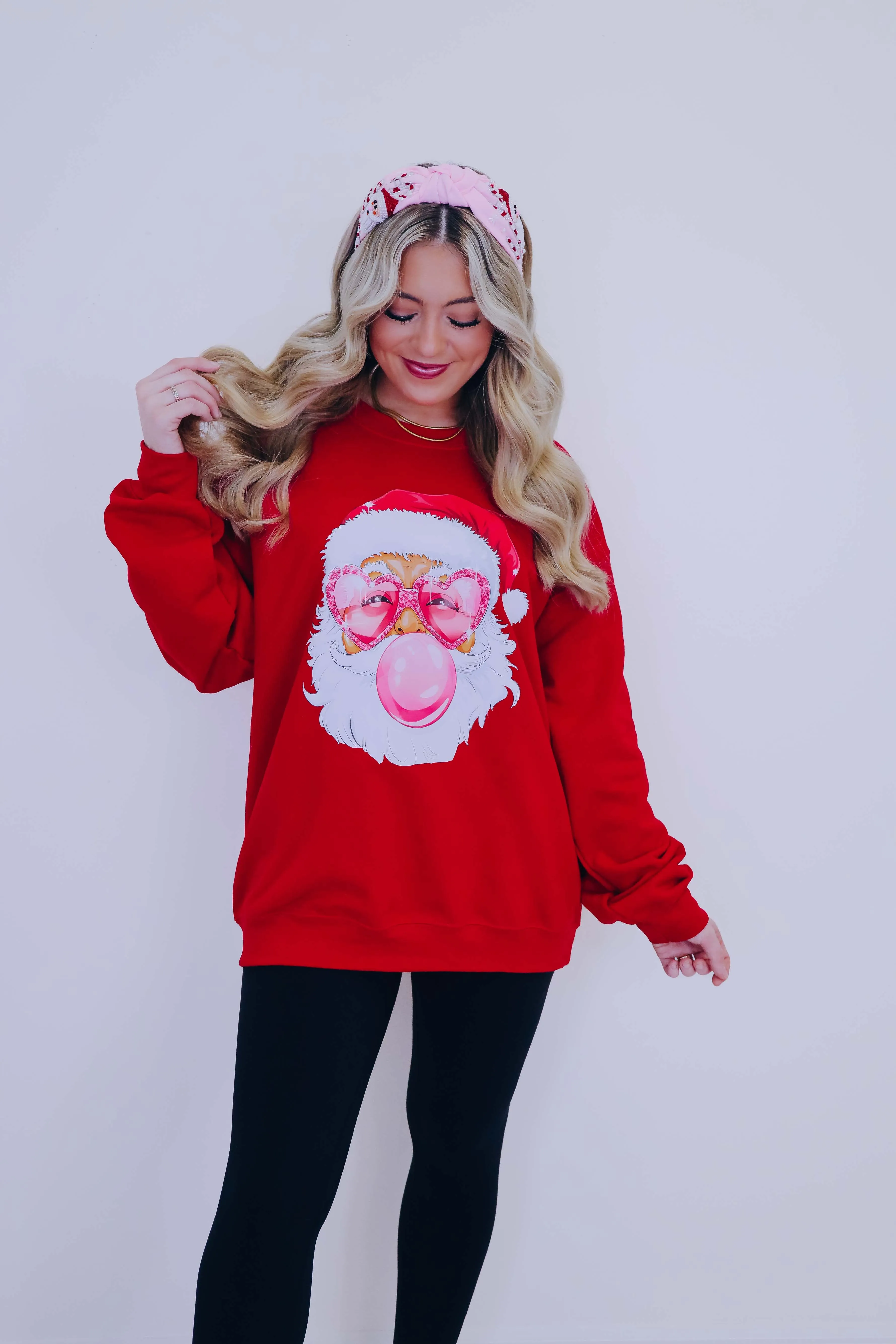 Bubble Gum Santa Graphic Sweatshirt