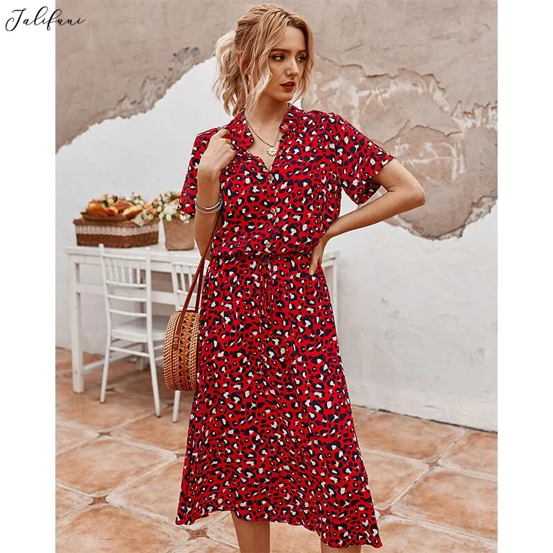C Print Short Sleeve Sashes A line Party Dresses
