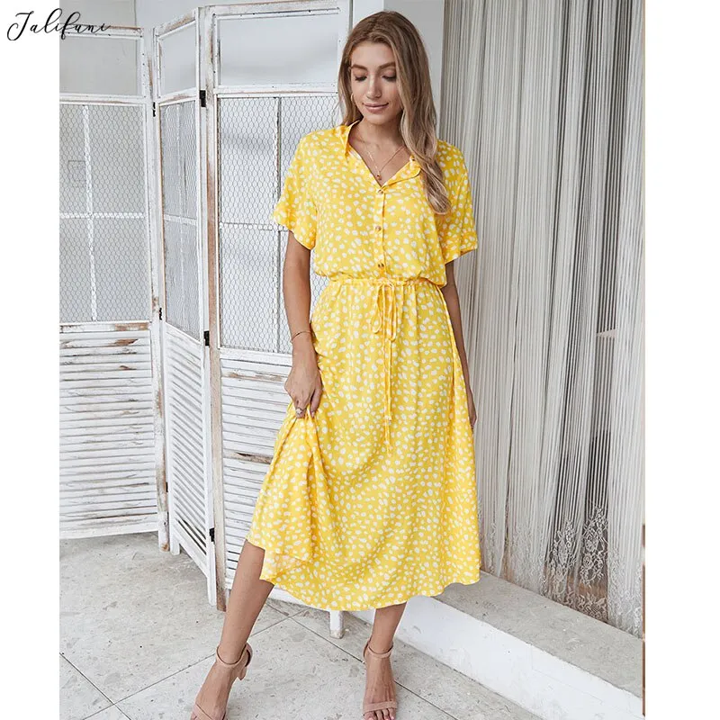 C Print Short Sleeve Sashes A line Party Dresses