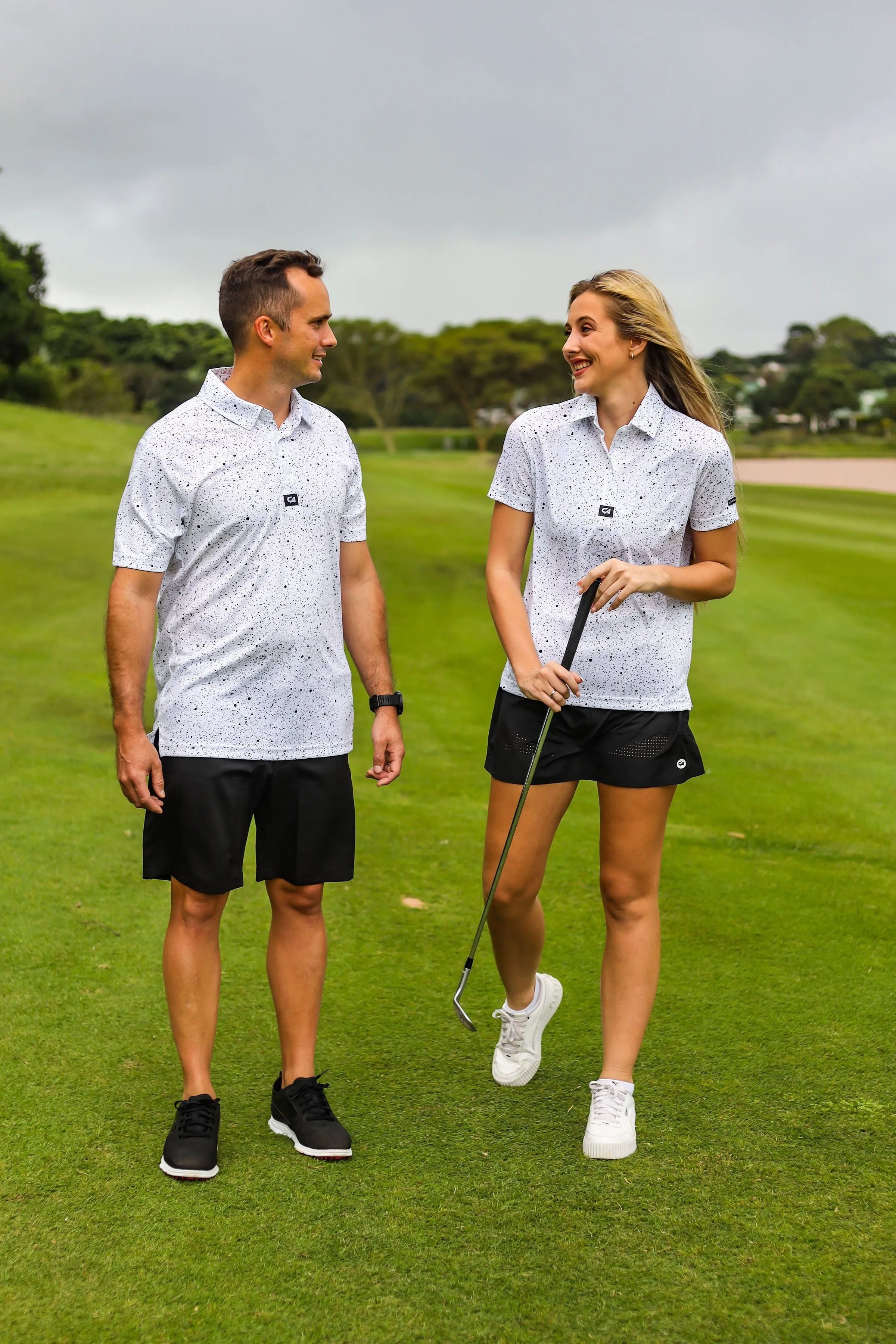 CA Ladies Funky Golf Shirt | Ink Splatter