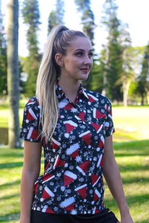 CA Ladies Funky Golf Shirt | Santa's Hat