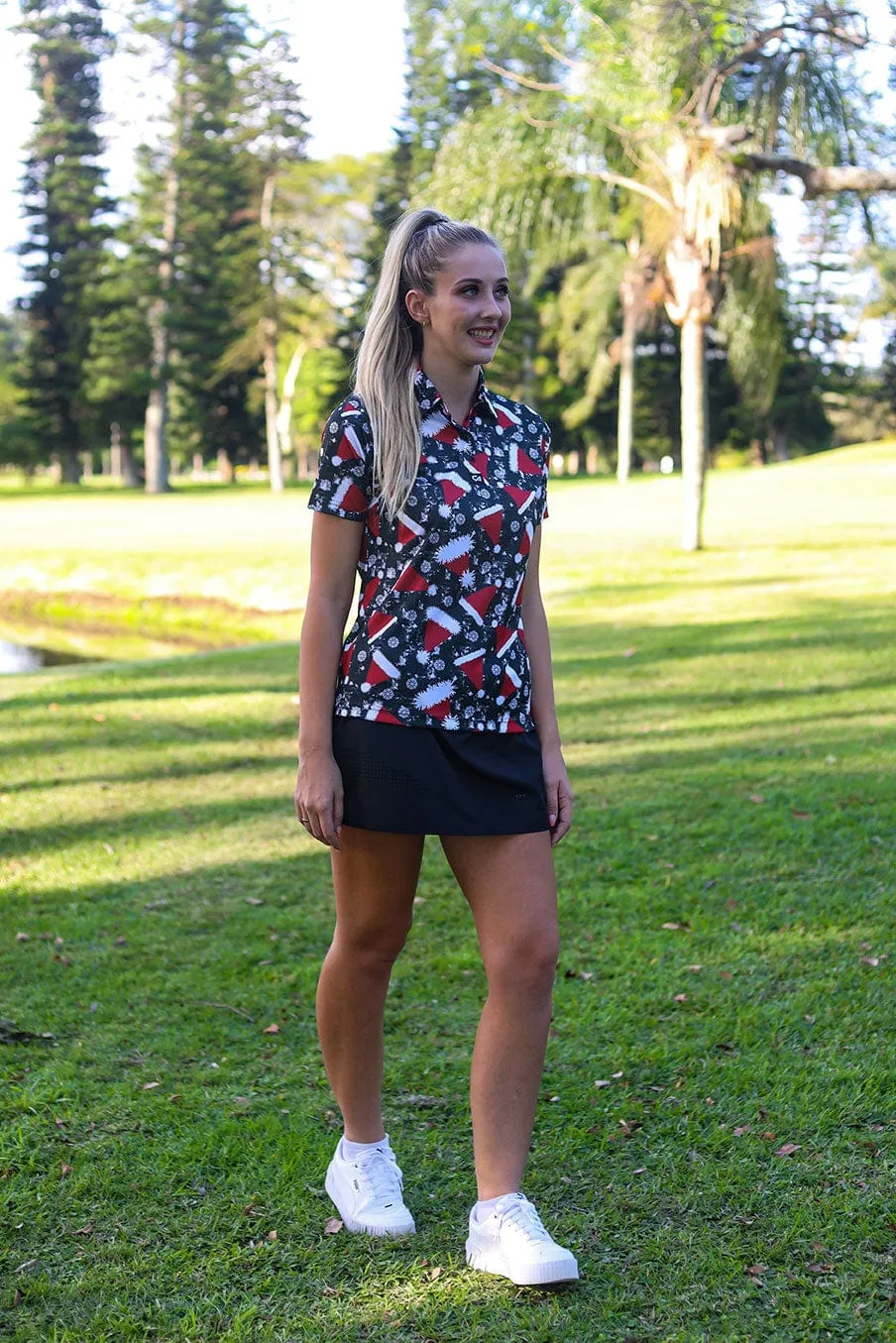 CA Ladies Funky Golf Shirt | Santa's Hat