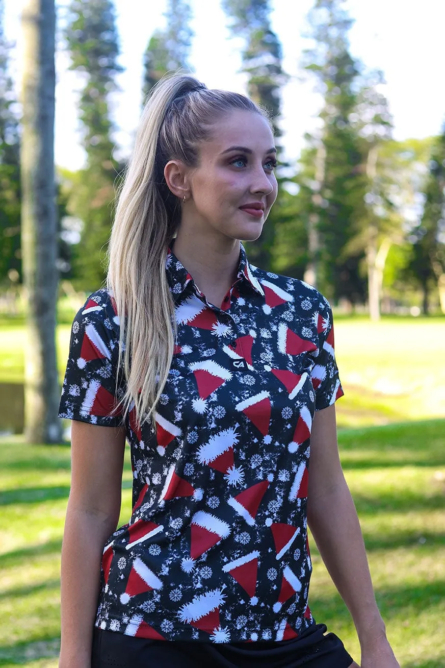 CA Ladies Funky Golf Shirt | Santa's Hat