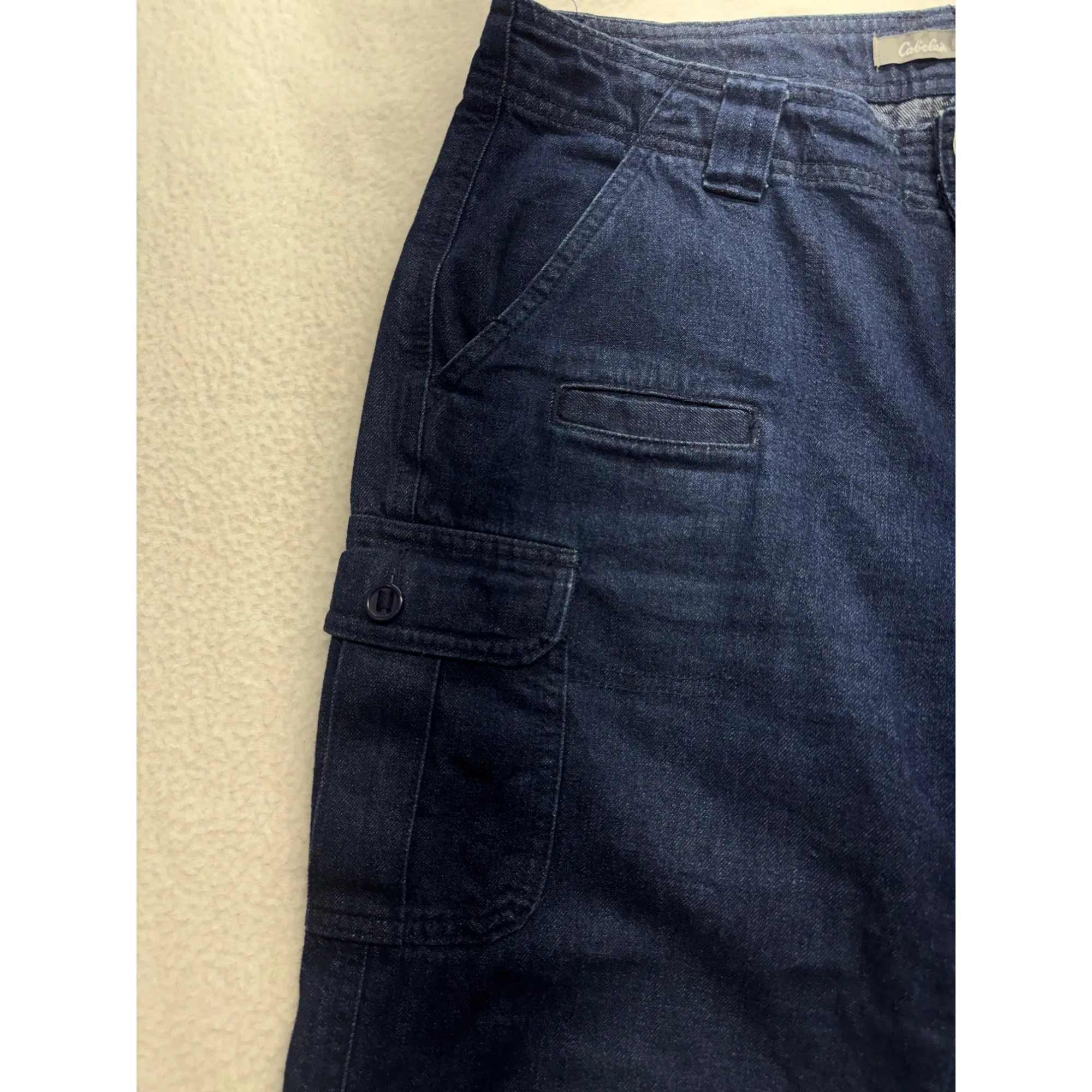 Cabelas Womens Blue Denim Cargo Pants Size 4 With Multiple Pockets #7830