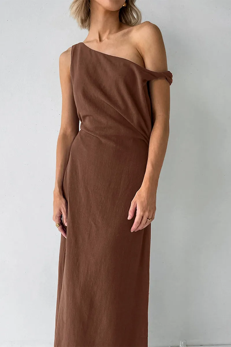 Casual Irregular Oblique Collar One Step Skirt Dresses