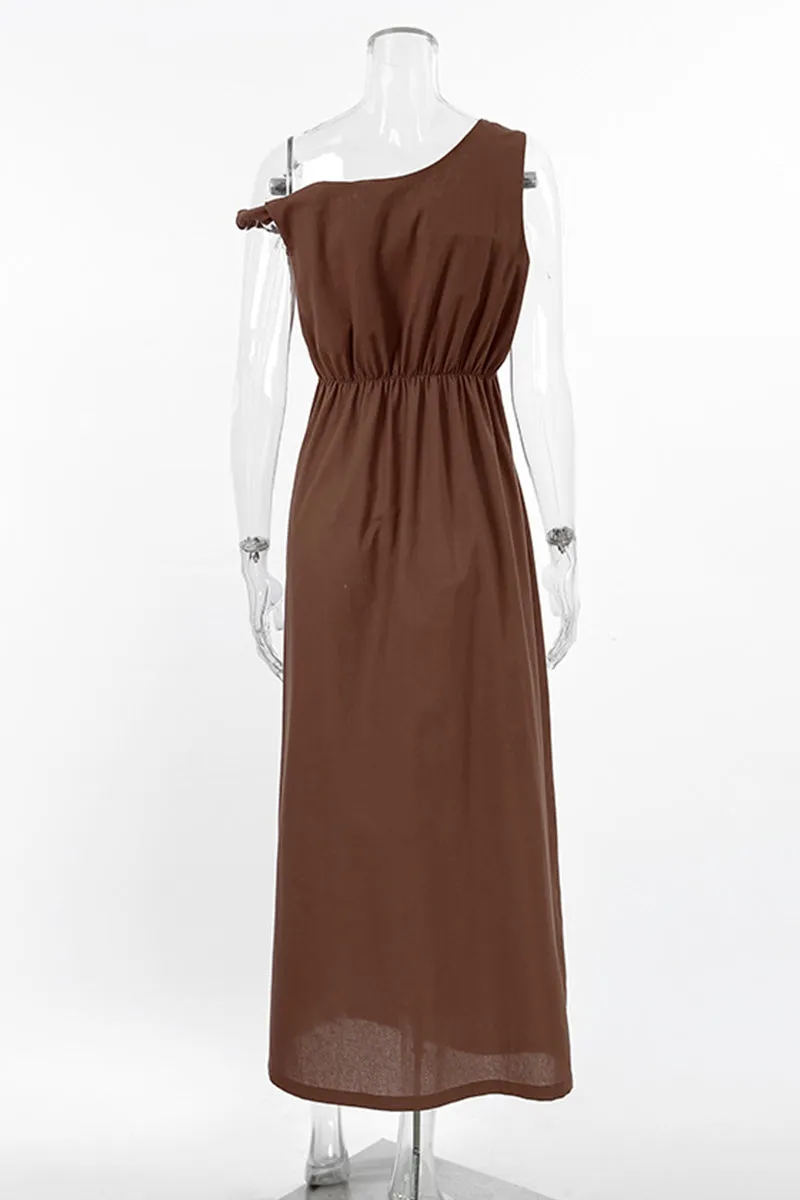 Casual Irregular Oblique Collar One Step Skirt Dresses