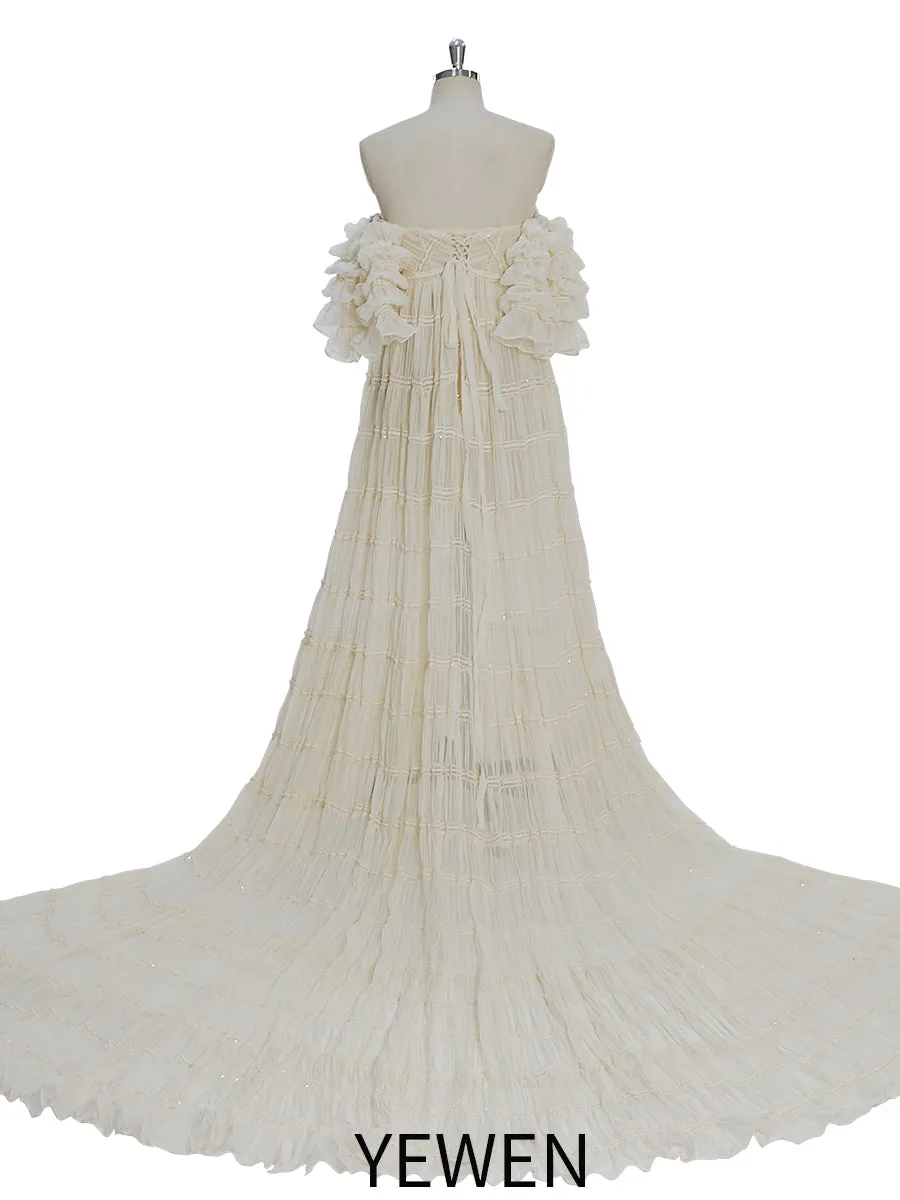 Chiffon Corset Photoshoot Dress Bohemian Maternity Dress for Special Occasions YEWEN YW231033