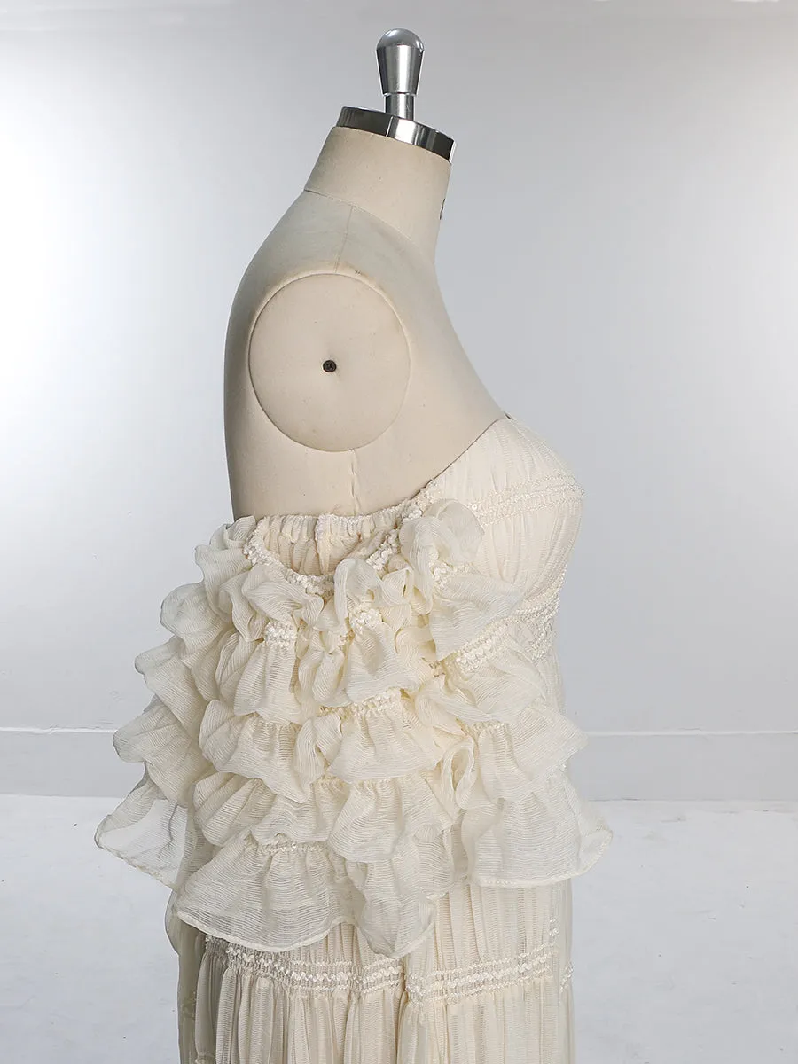 Chiffon Corset Photoshoot Dress Bohemian Maternity Dress for Special Occasions YEWEN YW231033