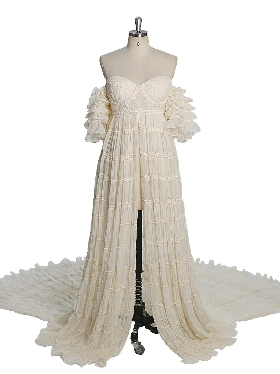 Chiffon Corset Photoshoot Dress Bohemian Maternity Dress for Special Occasions YEWEN YW231033