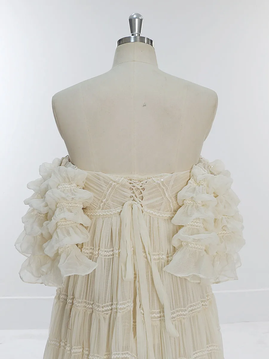 Chiffon Corset Photoshoot Dress Bohemian Maternity Dress for Special Occasions YEWEN YW231033