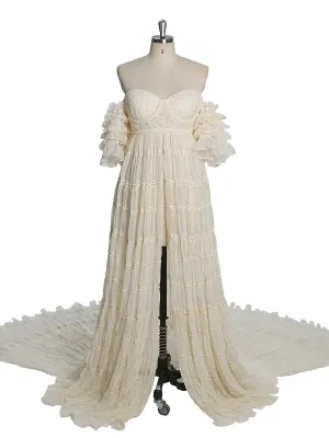 Chiffon Corset Photoshoot Dress Bohemian Maternity Dress for Special Occasions YEWEN YW231033