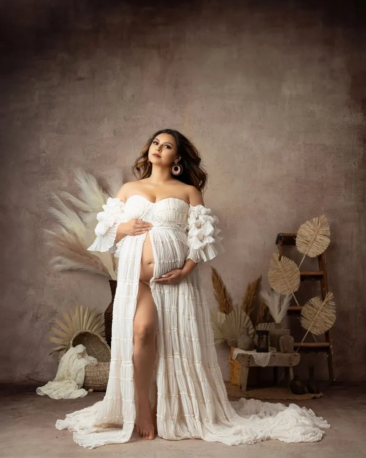 Chiffon Corset Photoshoot Dress Bohemian Maternity Dress for Special Occasions YEWEN YW231033