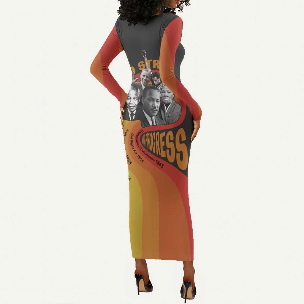 Civil Rights Leaders African American Long Sleeve Bodycon Dress No Struggle No Progress DT03
