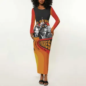 Civil Rights Leaders African American Long Sleeve Bodycon Dress No Struggle No Progress DT03