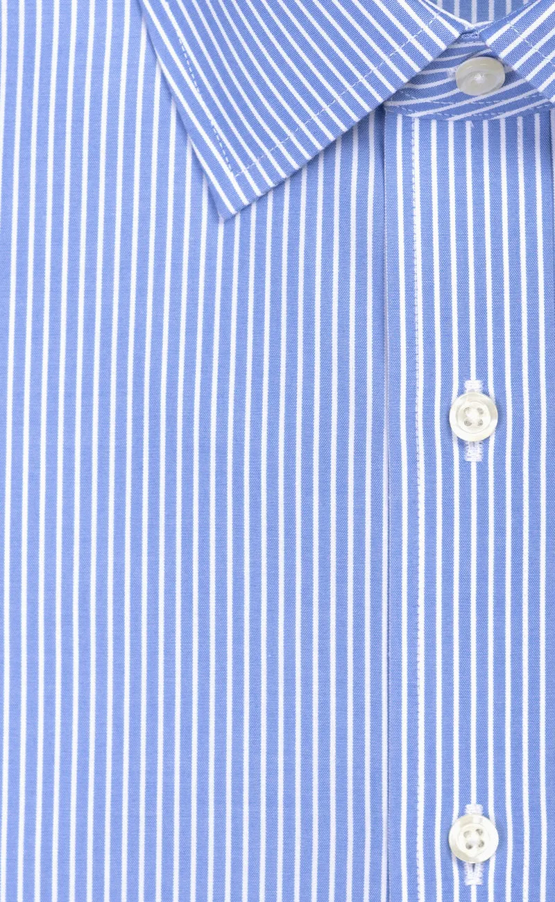 Classic Fit Blue Reverse Stripe Spread Collar Supima® Cotton Non-Iron broadcloth Dress Shirt