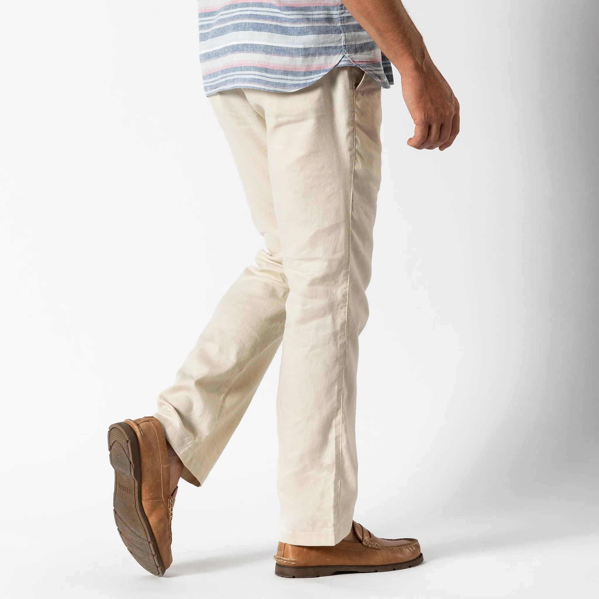 Classic Fit Linen Gold School Chino - Stone