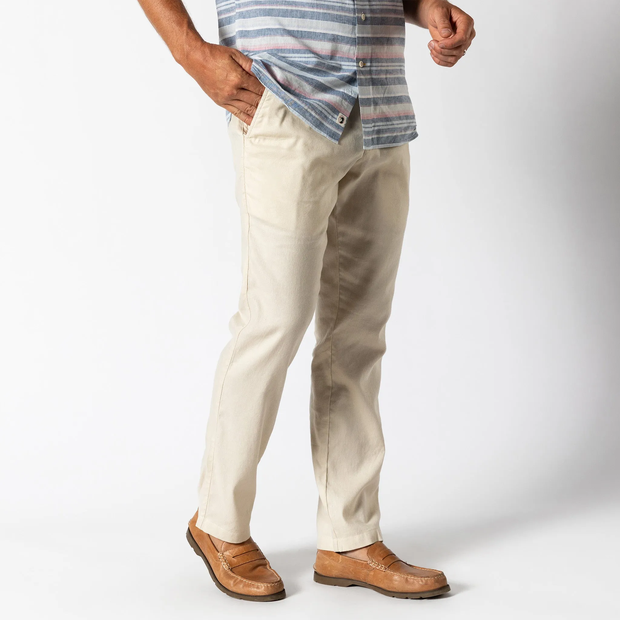 Classic Fit Linen Gold School Chino - Stone