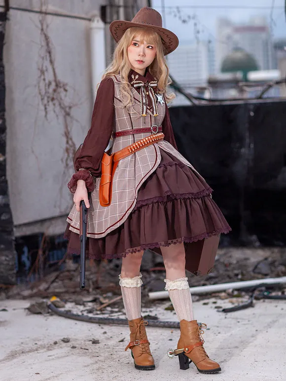 Classical Lolita Dress Polyester Sleeveless Coffee Brown Lolita Dresses