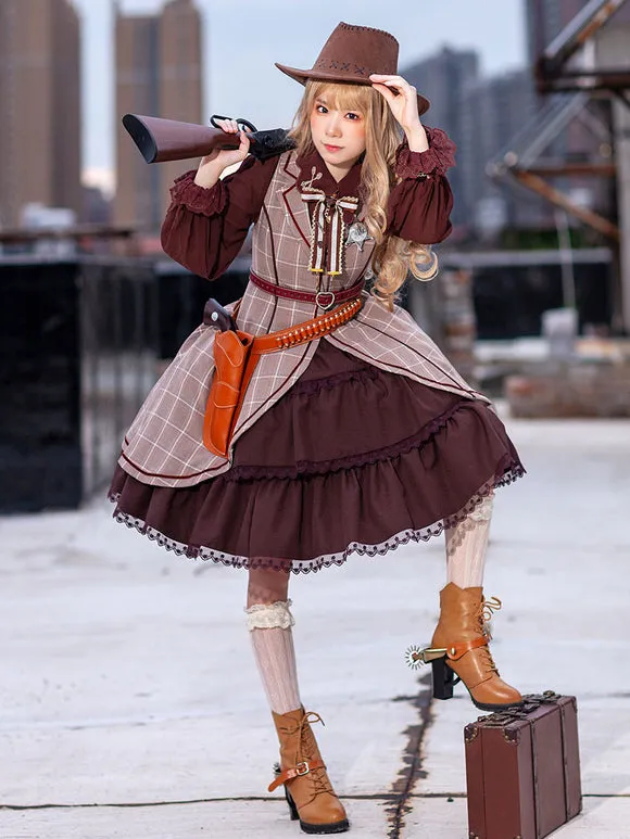 Classical Lolita Dress Polyester Sleeveless Coffee Brown Lolita Dresses