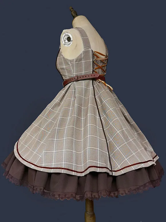 Classical Lolita Dress Polyester Sleeveless Coffee Brown Lolita Dresses